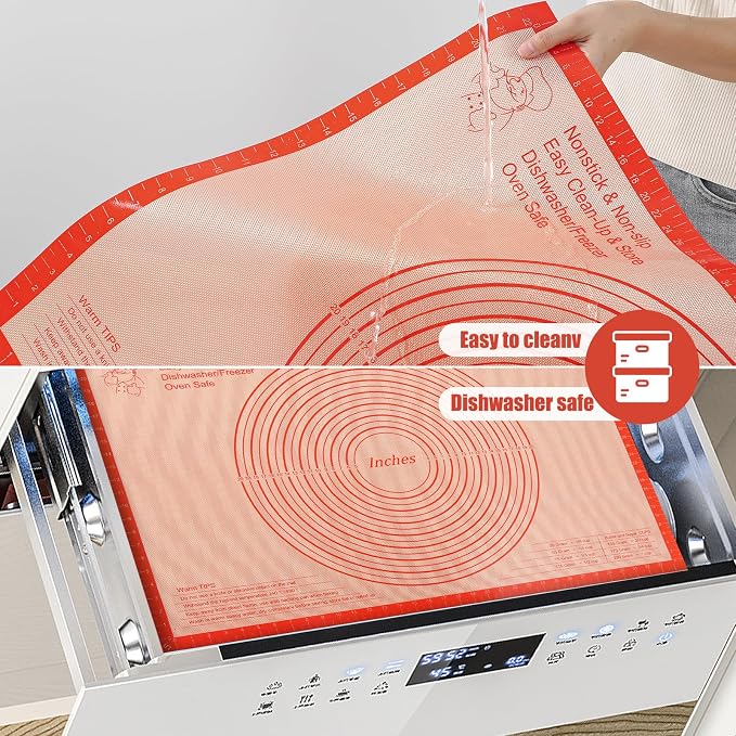 Silicone Pastry Mat 36x24 Inch Extra Large Baking Mat with Measurements, Nonstick Kitchen Counter Mats for Dough, Pastry, Dough Rolling, Kneading Board, Pie Crust, Fondant, Bread, Pasta, Pizza