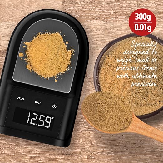 Salter Digital Precision Kitchen Scale - Accurate Weighing In 0.01g Increments, 300g Max Capacity, Stainless Steel Platform, Detachable Tray, Weigh Small Items, Yeast, Spices, Coffee, Jewellery, Coins