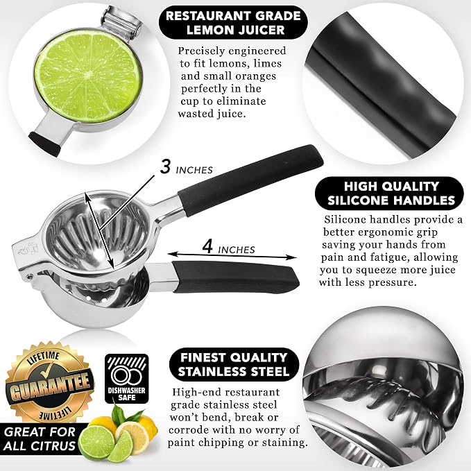 Lemon Squeezer Juicer - Premium Quality, Restaurant Grade, Easy To Clean - Last Hand Juicer Citrus Squeezer You'll Need