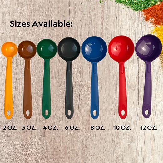 Cook's Rite-Size 6 oz. Solid Round Circle Server Portion Utensil, Copolymer Plastic Heat Resistant Professional Cooking Tool, Black
