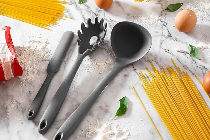 Tala Silicone ladle in grey colour, heat resistant up to 240 degrees and ideal for serving all tasks of sauces and soups, ideal for use with cooking utensils
