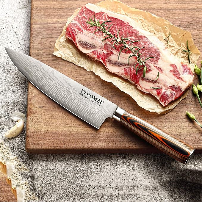Razor-Sharp Chef Knife, 8-inch High Carbon Stainless Steel Chef's Knife for Home Kitchen & Restaurant, 8" Chef Kitchen Knife with Sheath & Gift Box, Ergonomic Handle