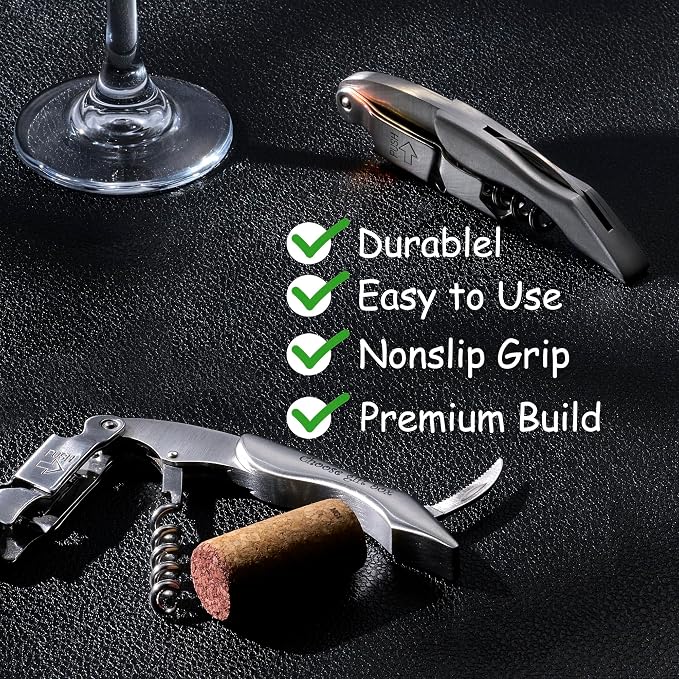 Fanery Sue Personalized Wine Opener - Custom Engraved Professional Corkscrews for Wine Bottles w/Foil Cutter and Cap Remover - Manual Wine Key