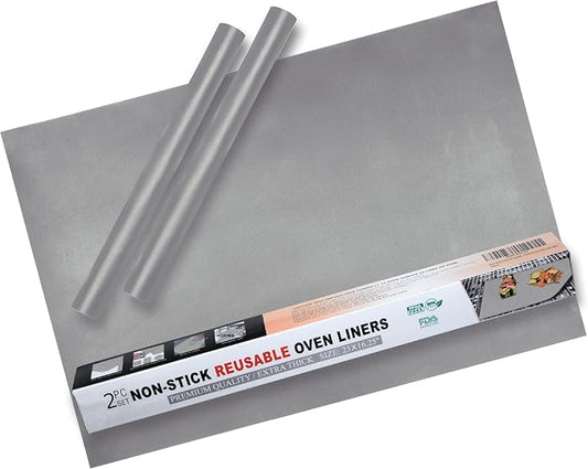 Oven Liners for Bottom of Oven – Reusable Non Stick Oven Liner 2 Pack – Heavy Duty Oven Liners & Oven Mat for Bottom of Oven – Fits Electric & Gas Ovens – Heat Resistant to 500°F