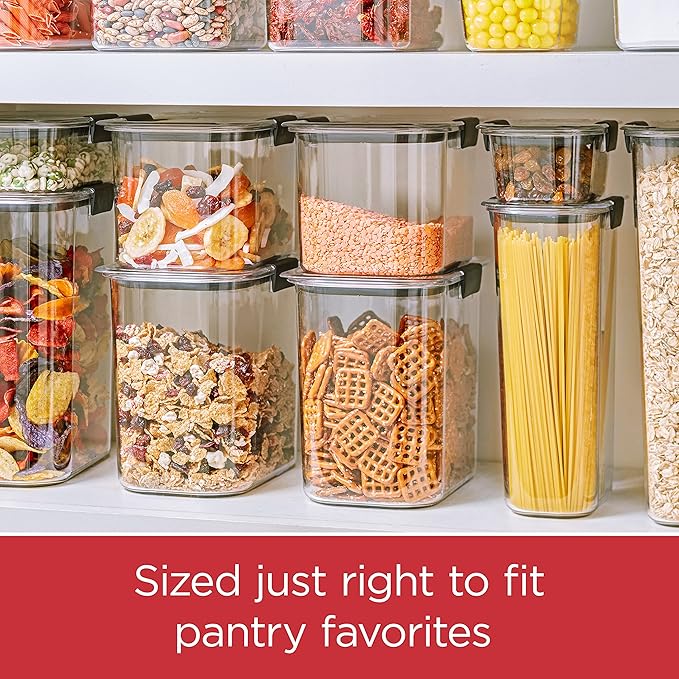 Rubbermaid Brilliance 12-Cup Airtight Food Storage Container,Perfect for Pantry Staples,Clear/Grey,(Pack of 2)