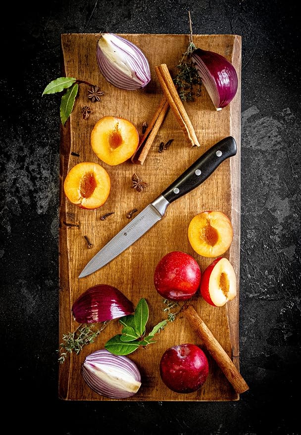MasterClass All Purpose Small Kitchen Knife with EdgeKeeper Knife Sharpener Sheath, Stainless Steel, 11 cm