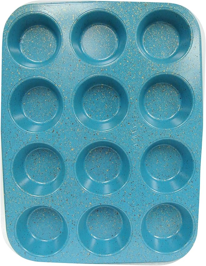 casaWare Ceramic Coated NonStick 12 Cup Muffin Pan (Blue Granite)