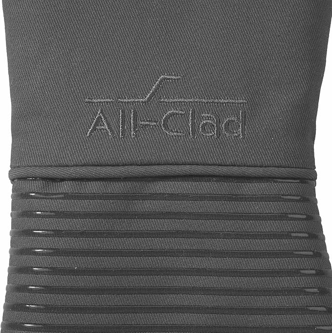 All Clad Silicone Oven Mitt: Heat Resistant up to 500 Degrees - 100% Cotton & Silicone, 14"x7" Oven Mitt for Kitchen and Barbeque, 1-Pack, Pewter