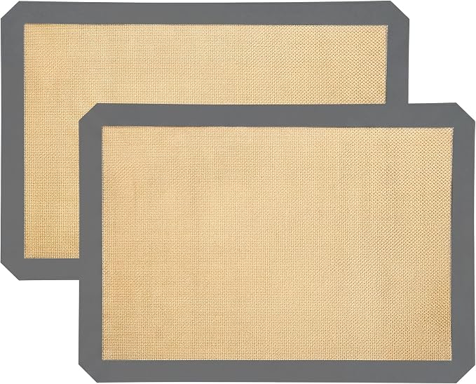 2-Pack Non-Stick Silicone Baking Mat, Food Safe Silicone Mats for Baking Cookies and Macarons - Silicone Baking Sheet(Gray）