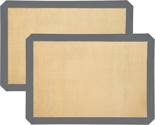 2-Pack Non-Stick Silicone Baking Mat, Food Safe Silicone Mats for Baking Cookies and Macarons - Silicone Baking Sheet(Gray）