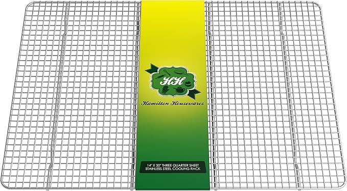 Stainless Steel Wire Cooling Rack-14"x20"-Ultra Heavy Duty, Commercial Grade, Extra Large-Cool Cookies, Cakes & Bread-Perfect for Baking Meat & Bacon-Fits 3/4 Big Sheet Pan-Oven & Dishwasher Safe