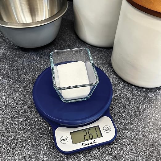 Escali Telero Digital Food Scale, High Precision Kitchen Scale for Cooking, Baking, Portion Control, Meal Prep, Weigh in Grams and Ounces, 11 lb Capacity, Blue (T136)