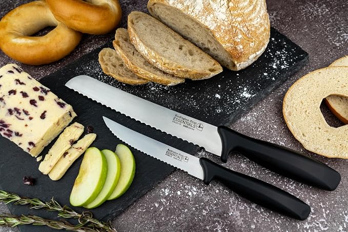 Rockingham Forge Essentials 8007 Range Lightweight Stainless Steel 5” Tomato Knife with Black Handle, Individually Carded