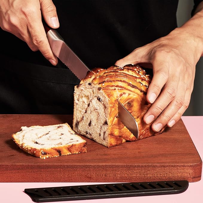 Kitchen Knife Set Paring Knife, 8" Serrated Bread Knife beautiful Red Knife with Sheath (Bread Knife)