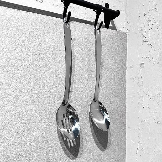 IMEEA Stainless Steel Serving Spoon Set 13-Inch Cooking & Serving Spoons Solid & Slotted Kitchen Spoon Set Metal Serving Utensils
