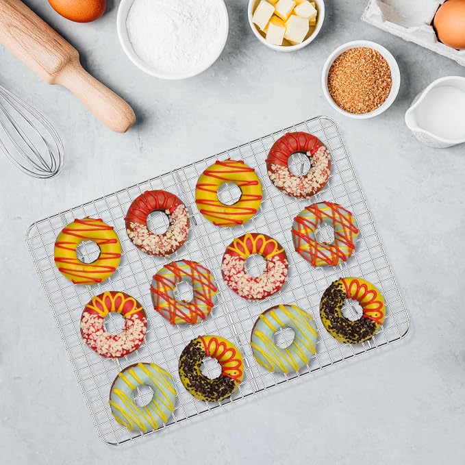 Homikit 16.5"x11.5" Stainless Steel Large Cooling Racks Fit Half Sheet Pan | 2 Pack Big Baking Wire Rack Set, Oven Cookie Racks for Bacon Bread Pizza, Metal Grilling Grids, Heavy Duty, Dishwasher Safe