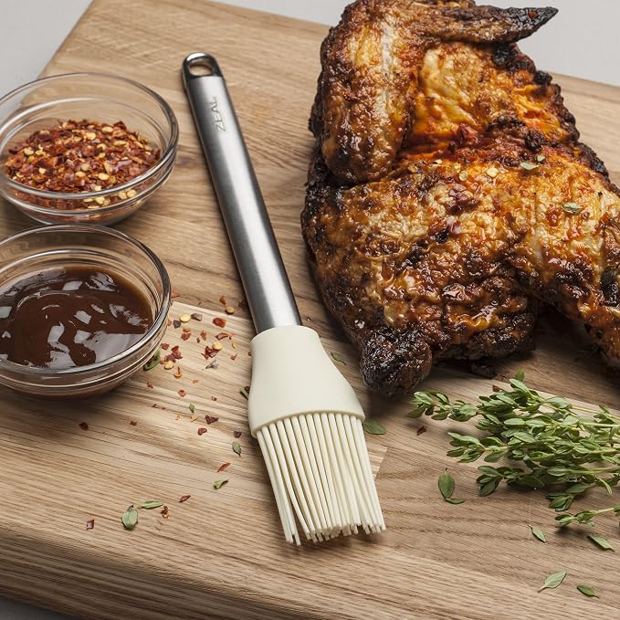 Zeal Pastry Basting Brush with Stainless Steel Handle, Silicone, Cream, 26 x 4 x 1.5 cm
