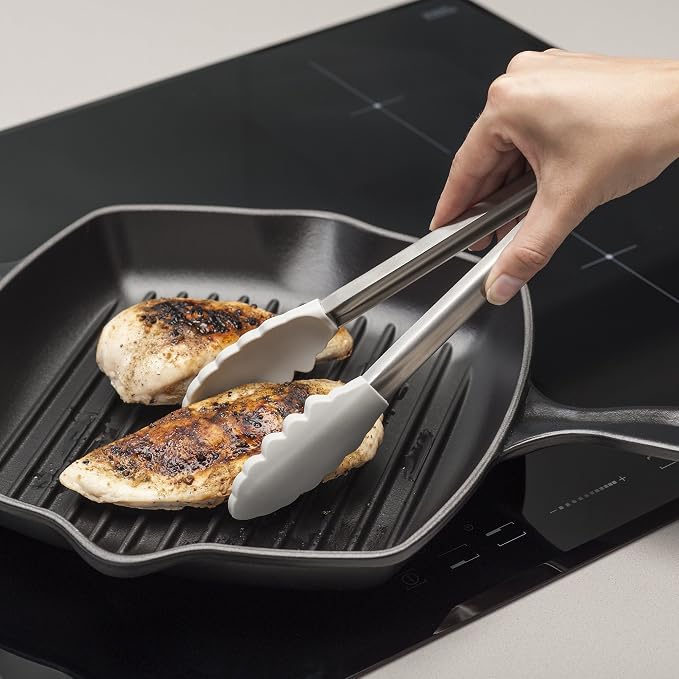 Zeal Silicone Non-Stick Kitchen Tongs with Stainless Steel Handle (26cm) -French Grey, 26 cm