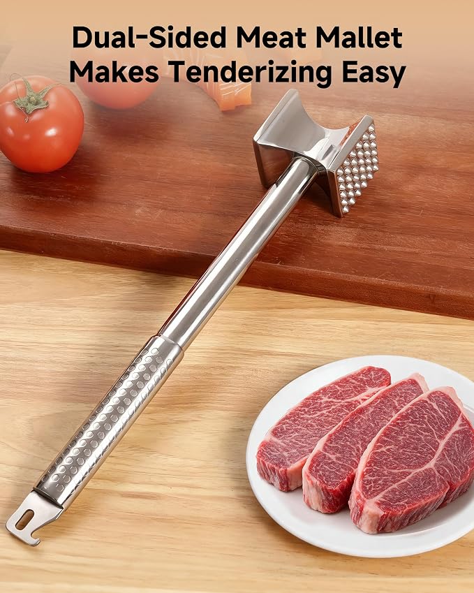 Heavy Duty Meat Tenderizer Mallet, Steak Pounder, Kitchen Hammer for Chicken, Beef & Veal Cutlets, Easy Flattening Tool