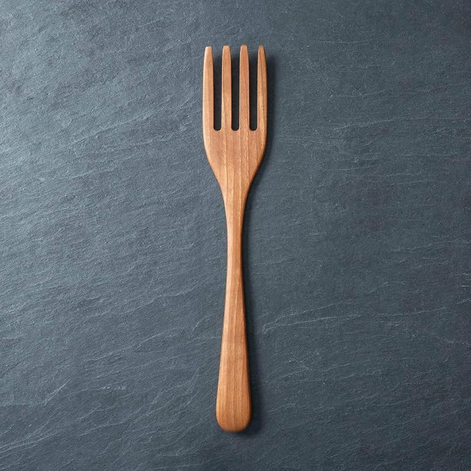 Handmade Wooden Pasta Fork - Made in the USA with Pennsylvania Black Cherry Wood - 12" Spaghetti Server Utensil and Pasta Server