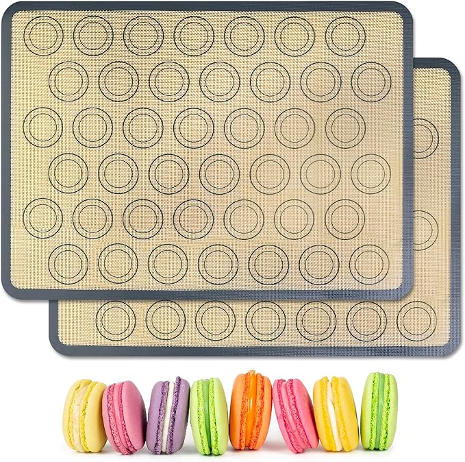 HOOMIL Macaron Silicone Baking Mats, 18 x 13 Inch, 2 Pack, Nonstick | Commercial Half-Sheet Size, Food-Safe, BPA Free, Dishwasher Safe, Dual-Circle Guidelines Baking Sheet, Fits Full-Size Pan Pan