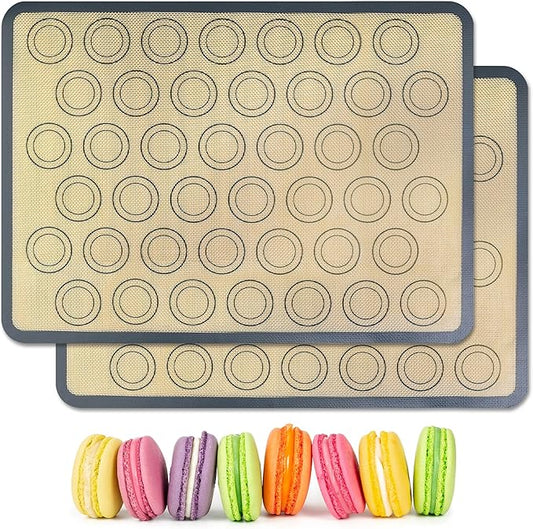 HOOMIL Macaron Silicone Baking Mats, 18 x 13 Inch, 2 Pack, Nonstick | Commercial Half-Sheet Size, Food-Safe, BPA Free, Dishwasher Safe, Dual-Circle Guidelines Baking Sheet, Fits Full-Size Pan Pan