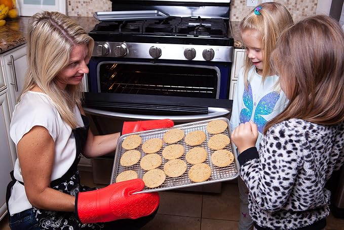 Stainless Steel Cooling Rack - Heavy Duty and Oven Safe, Good for Cooling, Baking and Roasting - Fits Half Sheet Pans - Perfect for Cookies, Cakes & More (12" x 17")