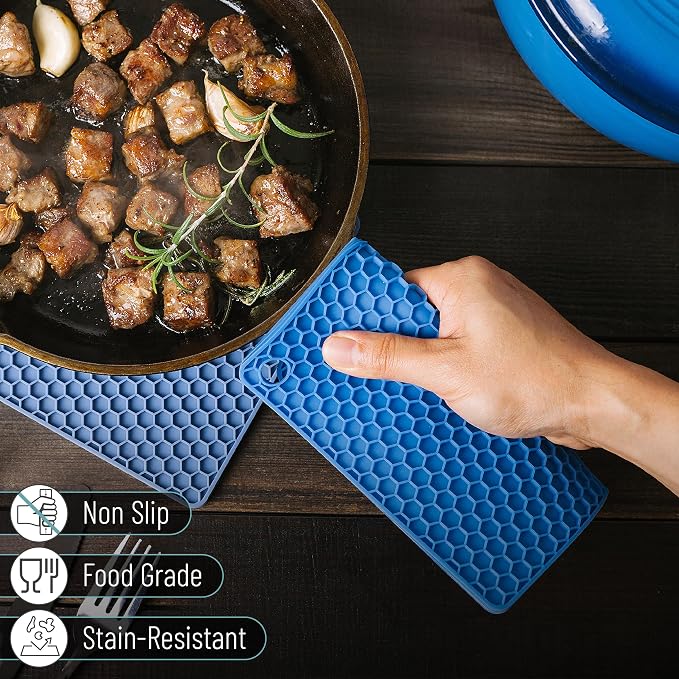 BTaT Silicone Trivet Mats, 2 Pack - Green, Protects Hot Pots & Pans