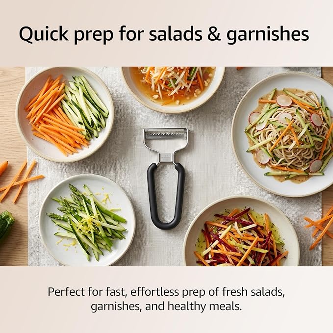 Lurch Germany Julienne Vegetable Y Peeler 5.1 x 2.3 Inches / 13 cm x 6 cm | Stainless Steel Cutter & Slicer for Carrot, Potato & Apple | Veggie Zoodles Maker | Non-slip Comfortable Handle - Black