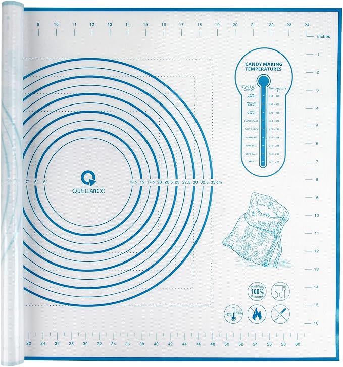 Silicone Baking Mat with Measurements, Pastry/Fondant/Dough Rolling Counter/Oven Liner Mat, 20''(W)28''(L) Blue