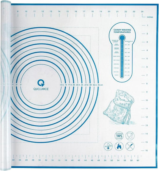 Silicone Baking Mat with Measurements, Pastry/Fondant/Dough Rolling Counter/Oven Liner Mat, 20''(W)28''(L) Blue