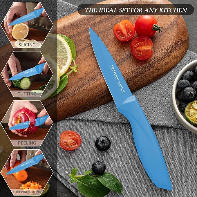 Paring Knife Set, 4PCS Stainless Steel Paring Knife Set, Ultra Sharp Fruit and Vegetable Knives, 3.5-Inch Kitchen Knives, Razor-Sharp Knife,Ergonomic Handle Design,Blue.