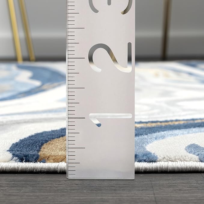Abani Regal Collection Area Rug - Blue/Grey Abstract Wavy Design -6' x 9' - Washable - Durable for Kids and Pets - Medium Pile - Soft Feel - for Living Room, Bedroom & Office