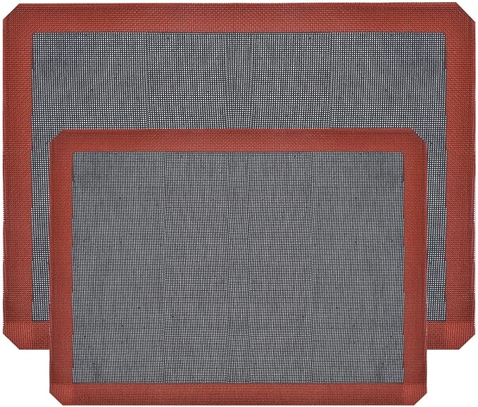 Silicone hollow Baking Mat Sheet, Set of 2. NonStick Oven Liner Perforated Mesh Pad, baked biscuits non-stick high temperature mat, breathable fiberglass baking mat, double-sided available.