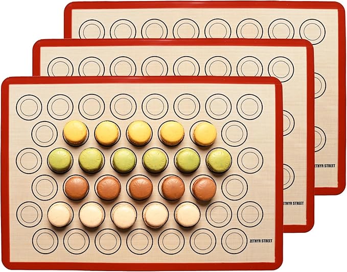 Macaron Baking Mat Silicone Non Stick, 3/4 Sheet Reusable Pack of 3 Red | Non-Stick Macaron Mat for Easy Baking, Heat Resistant & Dishwasher Safe, Reusable & Eco-Friendly, For Cookies & More, 13x19”