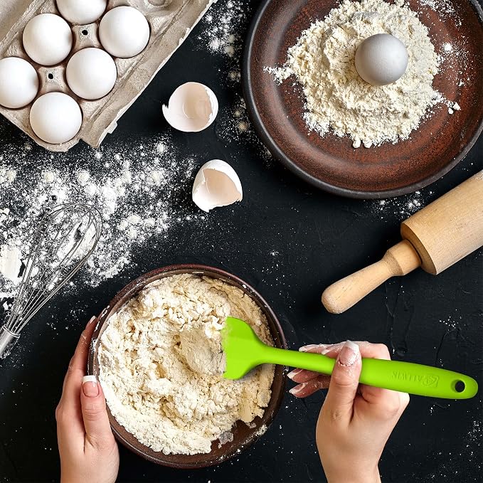 Silicone Spatula 3‑Piece Set Heat Resistant 600°F Non‑Stick Rubber Spatulas with Stainless Steel Core ALLWIN HOUSEWARE Large Spatula, Spoonula & Mini Spatula for Cooking & Baking, Multicolored