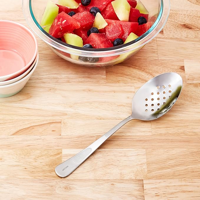 Mercer Culinary, 9 Inch, Silver Plating Spoon, Perforated Bowl, 9-Inch, 9"