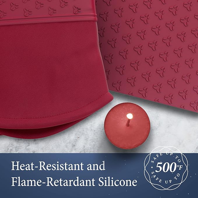 Cosy House Collection 4-Piece Oven Mitt & Pot Holder Set | Heat Resistant Trivet Cooking Gloves - Durable & Comfortable Long-Lasting Silicone - Cooking, Baking & Grilling (Red)