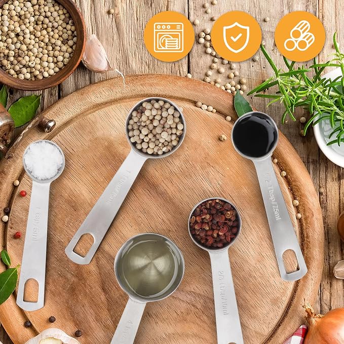 2 PCS 1 Teaspoon(5 mL | 5 cc | 1 Tsp | 1/3 Tablespoon) Stainless Steel Single Measuring Spoon, Easy to Use and Easy to Wash Metal Measuring Spoons Kitchen Gadgets for Cooking & Baking