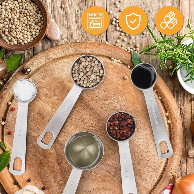 4 PCS 1 Teaspoon(5 mL | 5 cc | 1 Tsp | 1/3 Tablespoon) Stainless Steel Single Measuring Spoon, Easy to Use and Easy to Wash Metal Measuring Spoons Kitchen Gadgets for Cooking & Baking