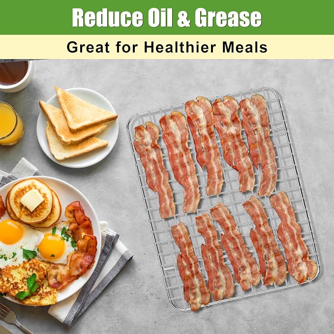 Homikit 9.75"x7.5" Stainless Steel Cooling Rack Set Fit 10x8 Inch Sheet Pan | 2 Pack Small Baking Wire Racks, Oven Bacon Rack for Cookie Bread Pizza, Metal Grilling Grids, Rust Free, Dishwasher Safe