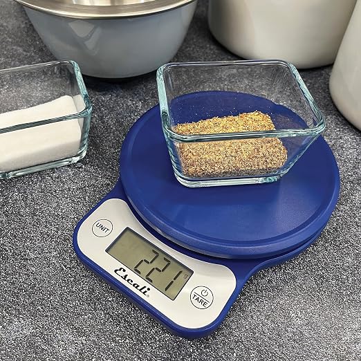 Escali Telero Digital Food Scale, High Precision Kitchen Scale for Cooking, Baking, Portion Control, Meal Prep, Weigh in Grams and Ounces, 11 lb Capacity, Blue (T136)
