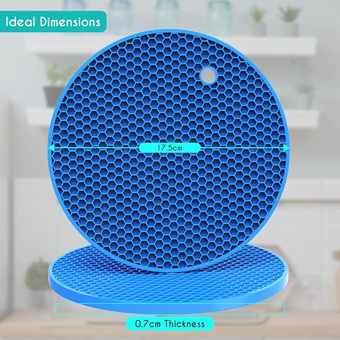 4 Pcs Thick Multicolored Trivets for Hot Dishes, Non Slip Hot Pot Holders, Kitchen Heat Resistant Silicone Pad, Extra Thick, Large.