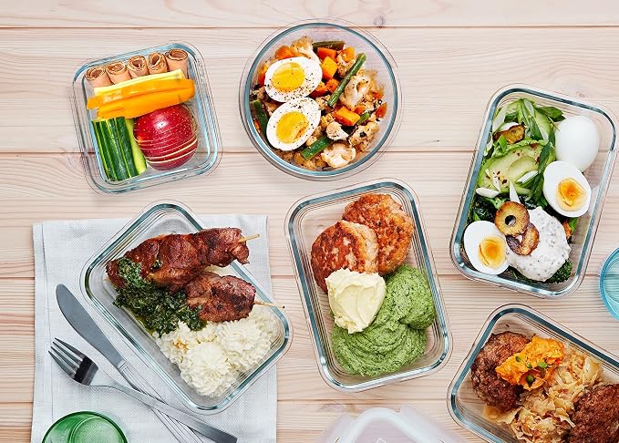 M MCIRCO 30 Piece Extra Large Glass Food Storage Containers with Lids,Green | Glass Meal Prep Containers,Airtight Lunch Containers with Lids, Microwave, Oven, Freezer and Dishwasher Friendly, BPA Free