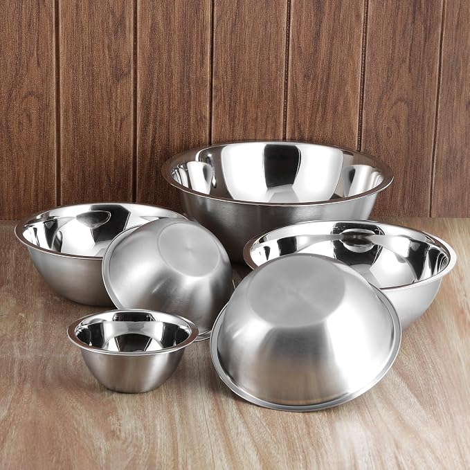 YBM HOME 10.25 Quart Stainless Steel Premium Mixing Bowl – Heavy Duty Deep Prep Bowl for Baking, Cooking, Dough Mixing, Salad Serving & Commercial Kitchen Use