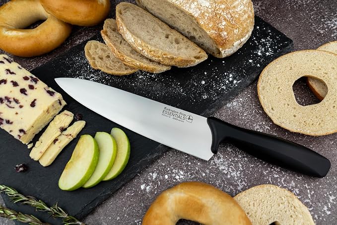 Rockingham Forge Essentials 8007 Range Lightweight Stainless Steel 8” Chef’s Knife with Black Handle, Individually Carded