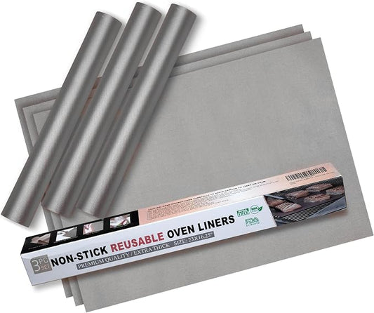 Oven Liners for Bottom of Oven – Reusable Non Stick Oven Liner 3 Pack – Heavy Duty Oven Liners & Oven Mat for Bottom of Oven – Fits Electric & Gas Ovens – Heat Resistant to 500°F