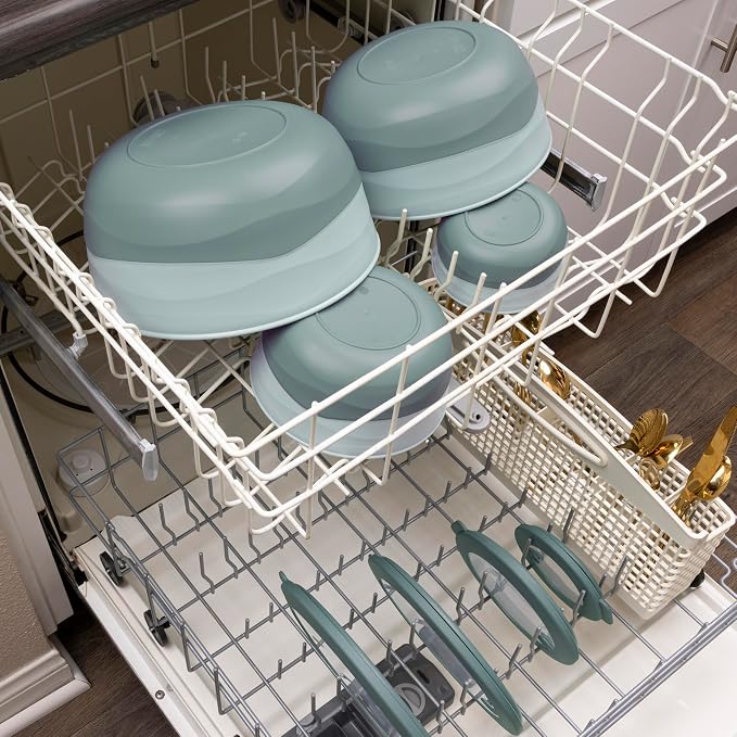 Pera Airtight Mixing Bowls with Lids, 8-Piece BPA-Free Nesting Prep Bowl Set for Kitchen & Food Prep, Large 4200ml Capacity, Microwave & Dishwasher Safe(Blue)