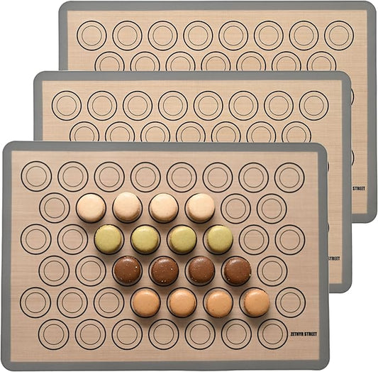 Macaron Baking Mat Silicone Non Stick, 3/4 Sheet Reusable Pack of 3 Gray | Non-Stick Macaron Mat for Easy Baking, Heat Resistant & Dishwasher Safe, Reusable & Eco-Friendly, For Cookies & More, 13x19”