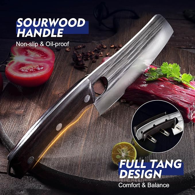Topfeel 3PCS Butcher Knife Set Hand Forged chef knife Boning Knife, High Carbon Steel Meat Cutting Knives for Kitchen Camping BBQ…